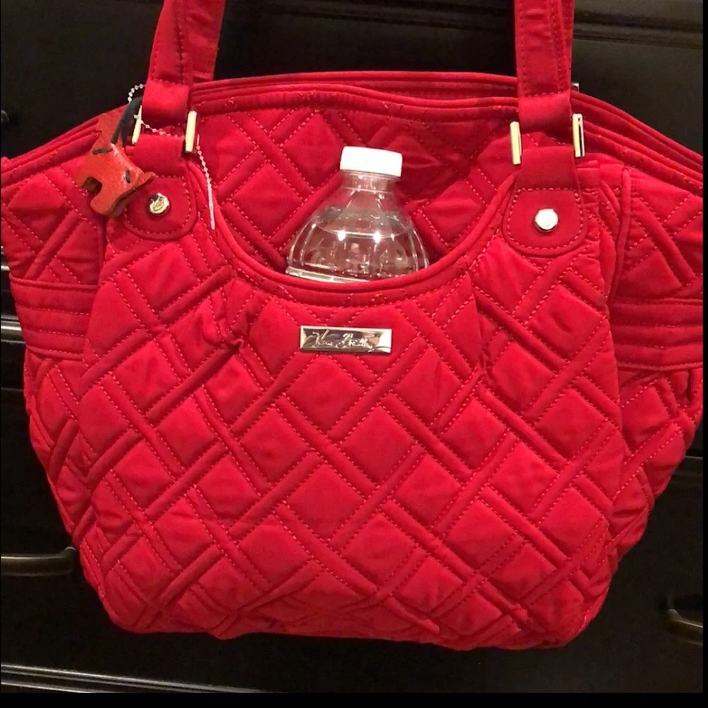 VERA BRADLEY Red Diamond Quilted Long Strap Shoulder Bag w/ Exterior Pockets - Picture 5 of 16